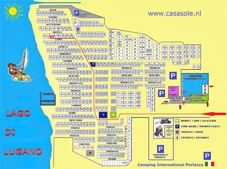 Het chalet ligt, als derde chalet vanaf het water, op circa 15 meter vanaf het Luganomeer.  Overige faciliteiten zijn op loopafstand.